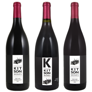 bottle images of the 3 Pinot Noirs in the pack.